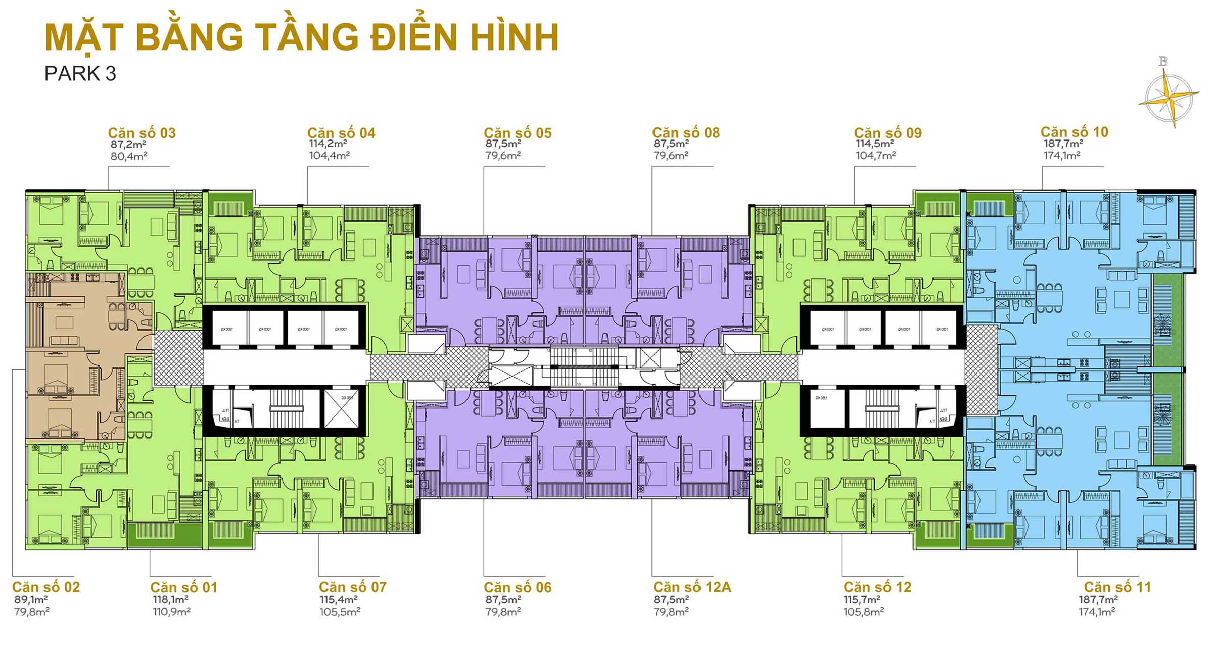 Mặt Bằng Park 3 Vinhomes Central Park Tầng điển Hình
