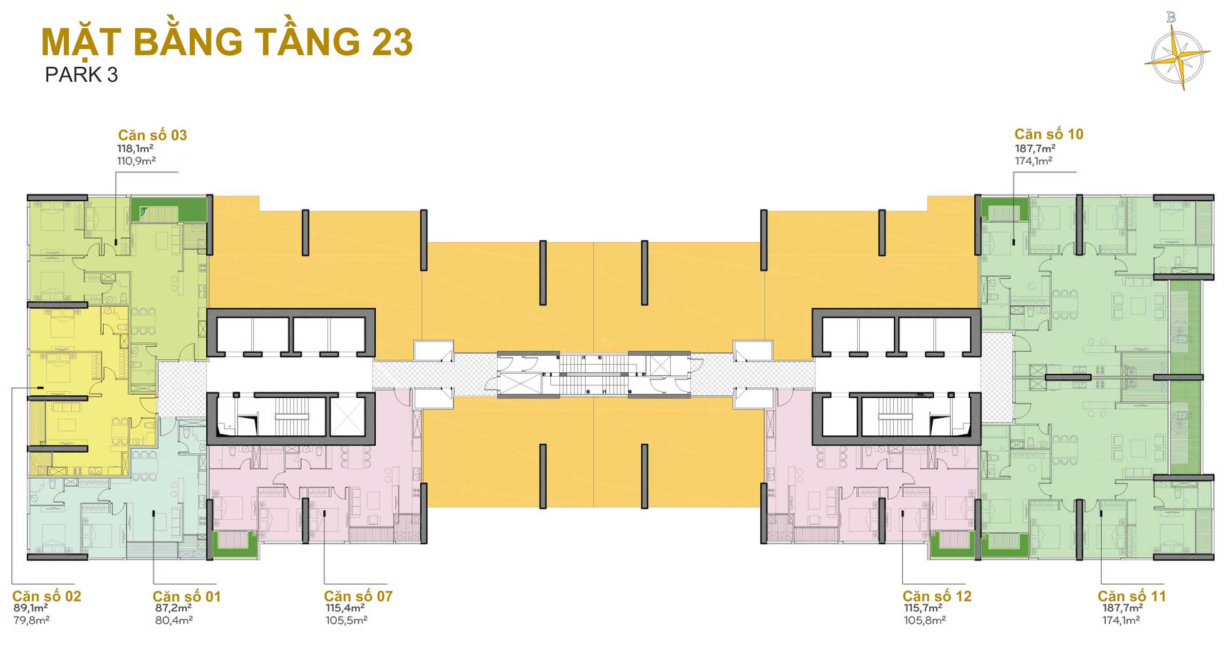 Mặt Bằng Park 3 Tầng 23