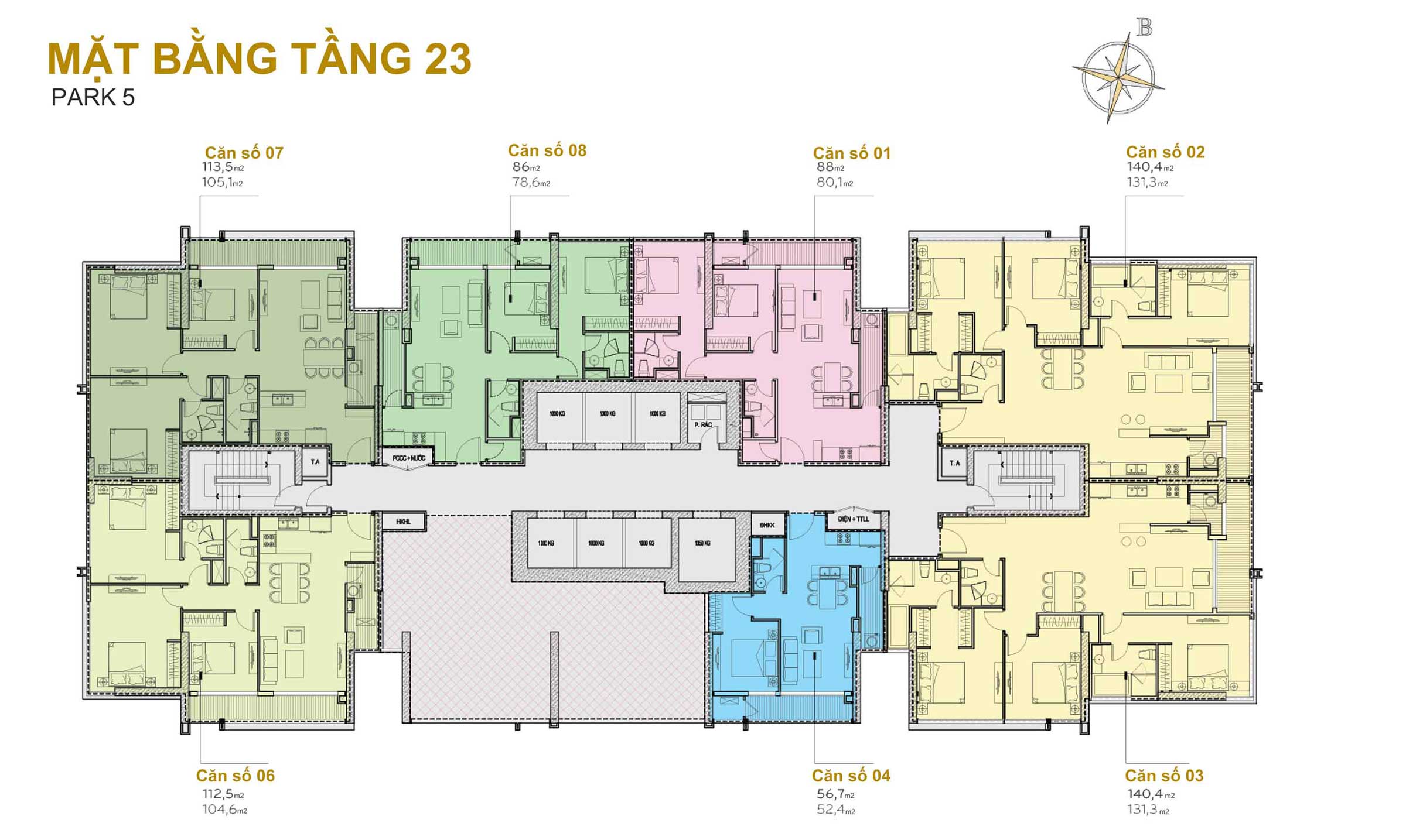 Mặt Bằng Park 5 Tầng 23