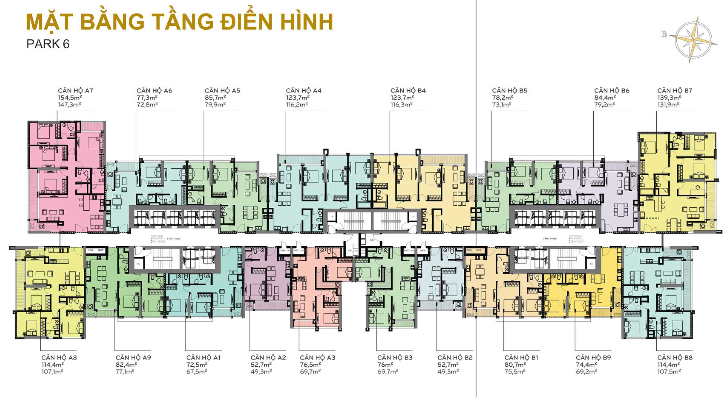 Mặt Bằng Park 6 Vinhomes Central Park Tầng điển Hình