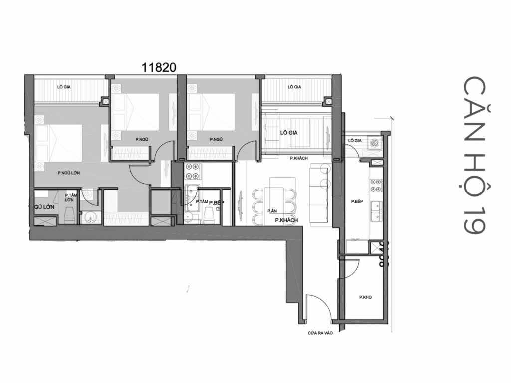 Mặt bằng căn hộ 19 Vinhomes Central Park