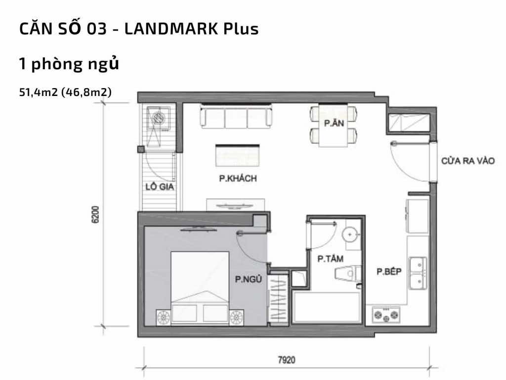 Mặt bằng căn hộ số 03 Landmark Plus​ Vinhomes Central Park