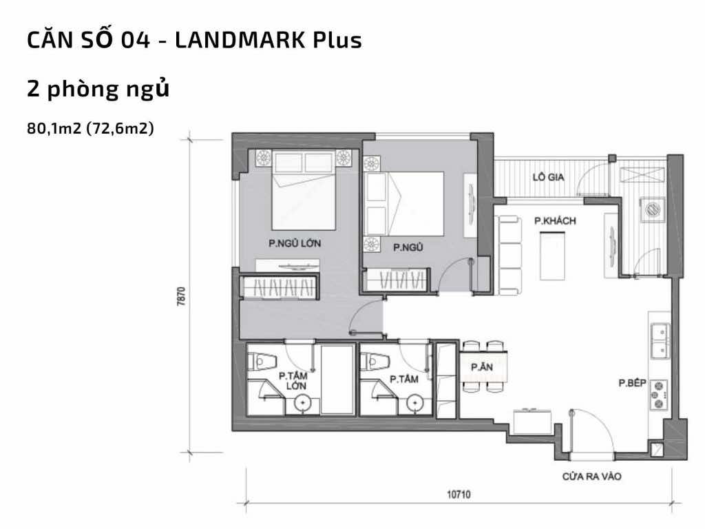 Mặt bằng căn hộ số 04 Landmark Plus​ Vinhomes Central Park