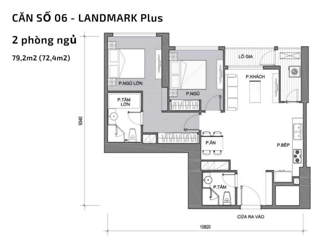 Mặt bằng căn hộ số 06 Landmark Plus​ Vinhomes Central Park