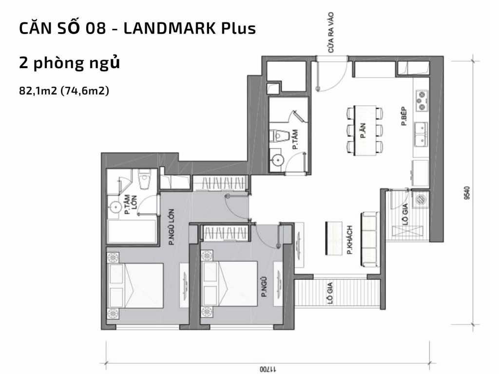 Mặt bằng căn hộ số 08 Landmark Plus​ Vinhomes Central Park