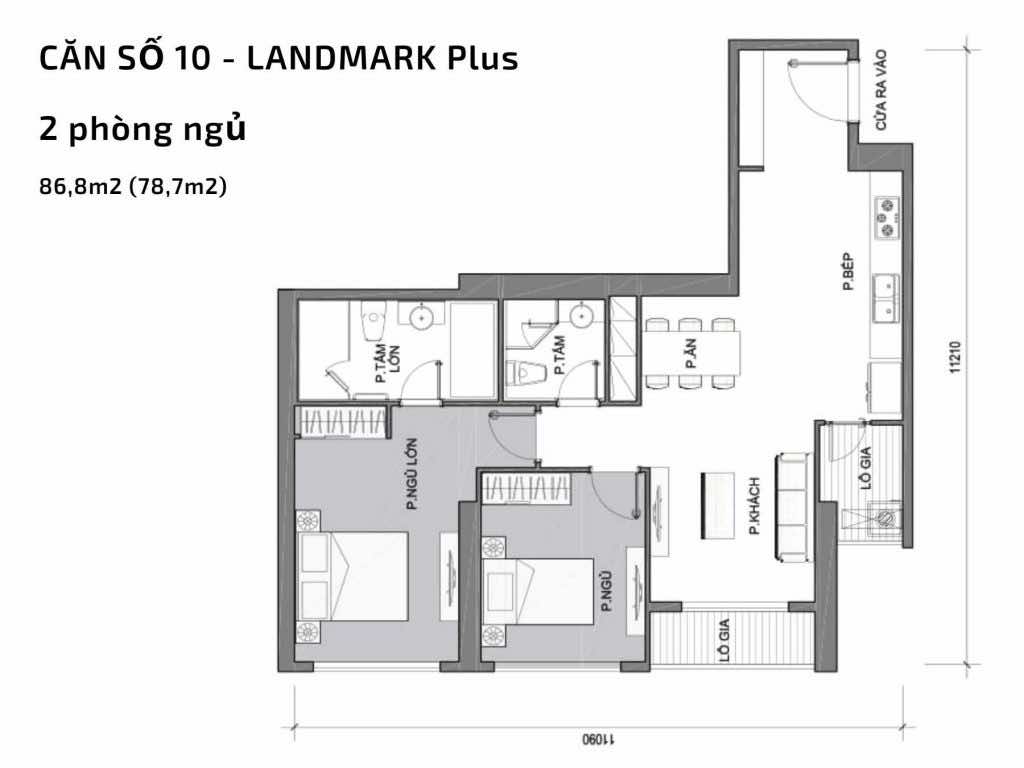Mặt bằng căn hộ số 10 Landmark Plus​ Vinhomes Central Park