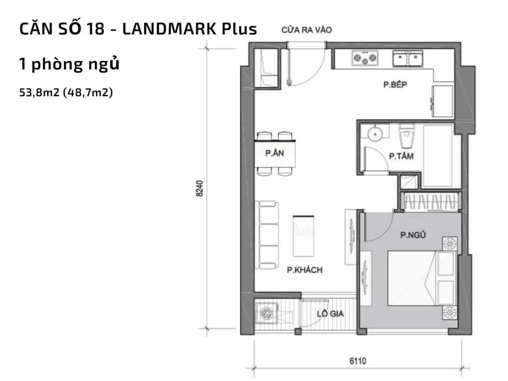 Mặt bằng căn hộ số 18 Landmark Plus​ Vinhomes Central Park