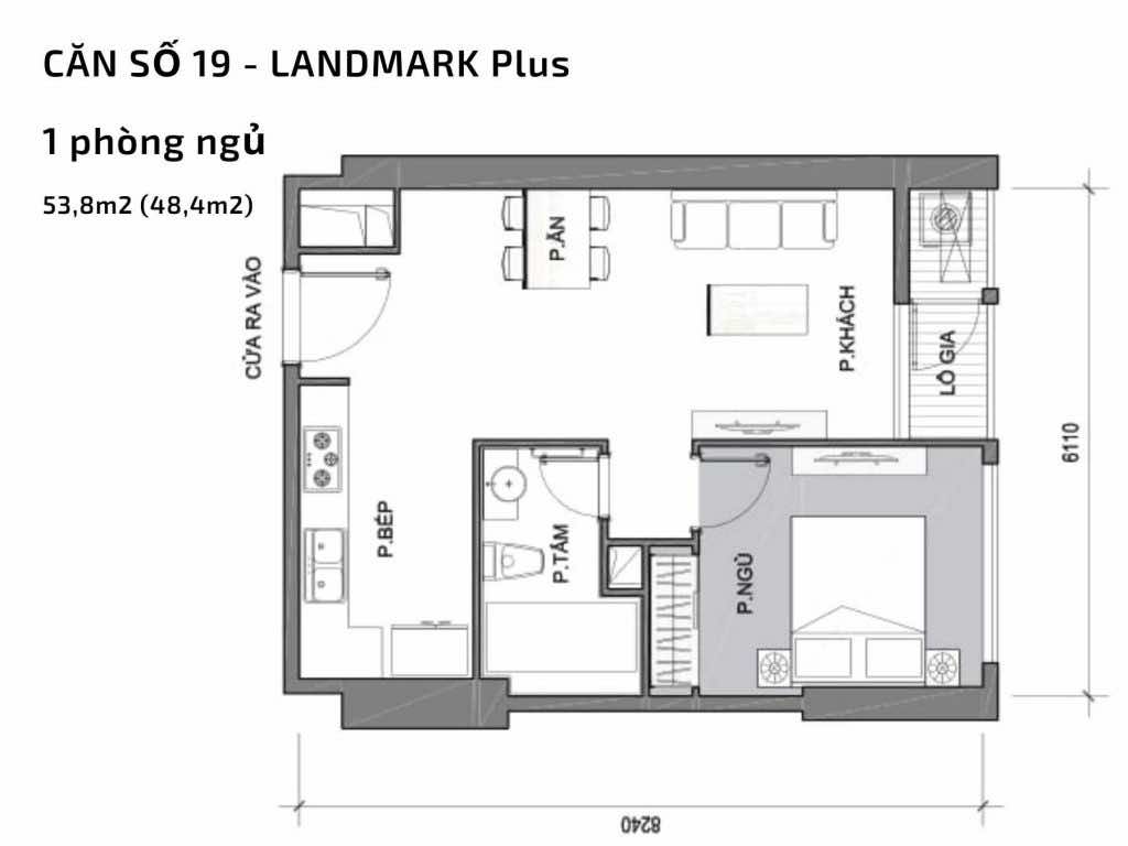 Mặt bằng căn hộ số 19 Landmark Plus​ Vinhomes Central Park