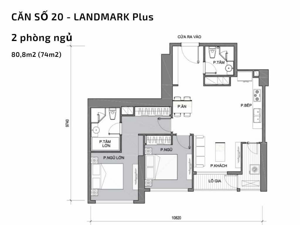 Mặt bằng căn hộ số 20 Landmark Plus​ Vinhomes Central Park