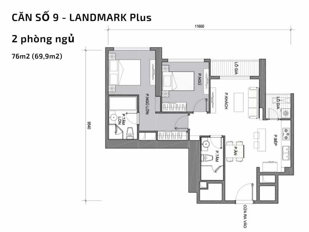Mặt bằng căn hộ số 09 Landmark Plus​ Vinhomes Central Park