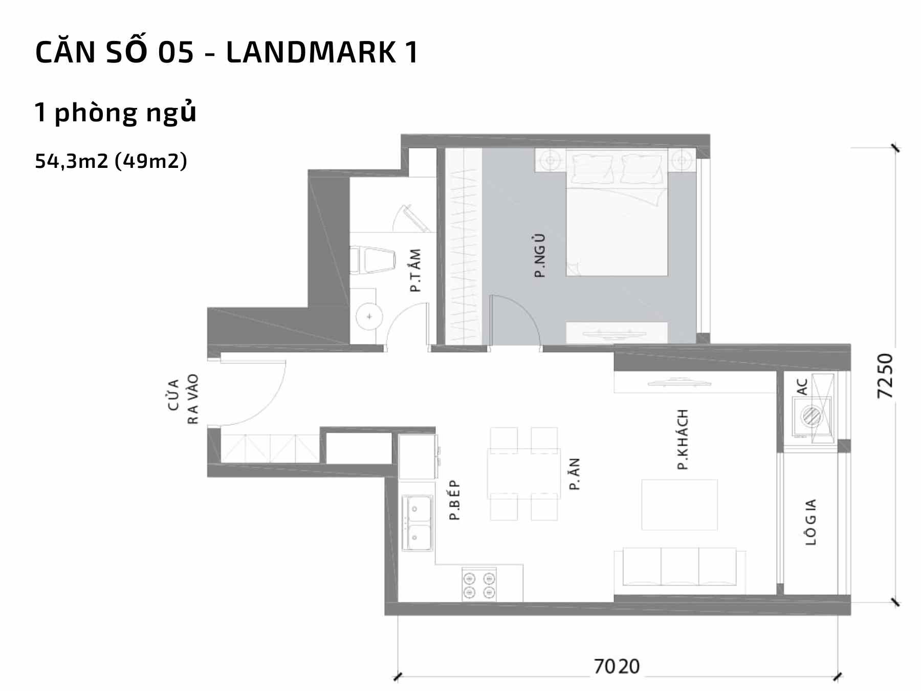 Mặt bằng căn hộ số 05 Landmark 1:Vinhomes Central Park
