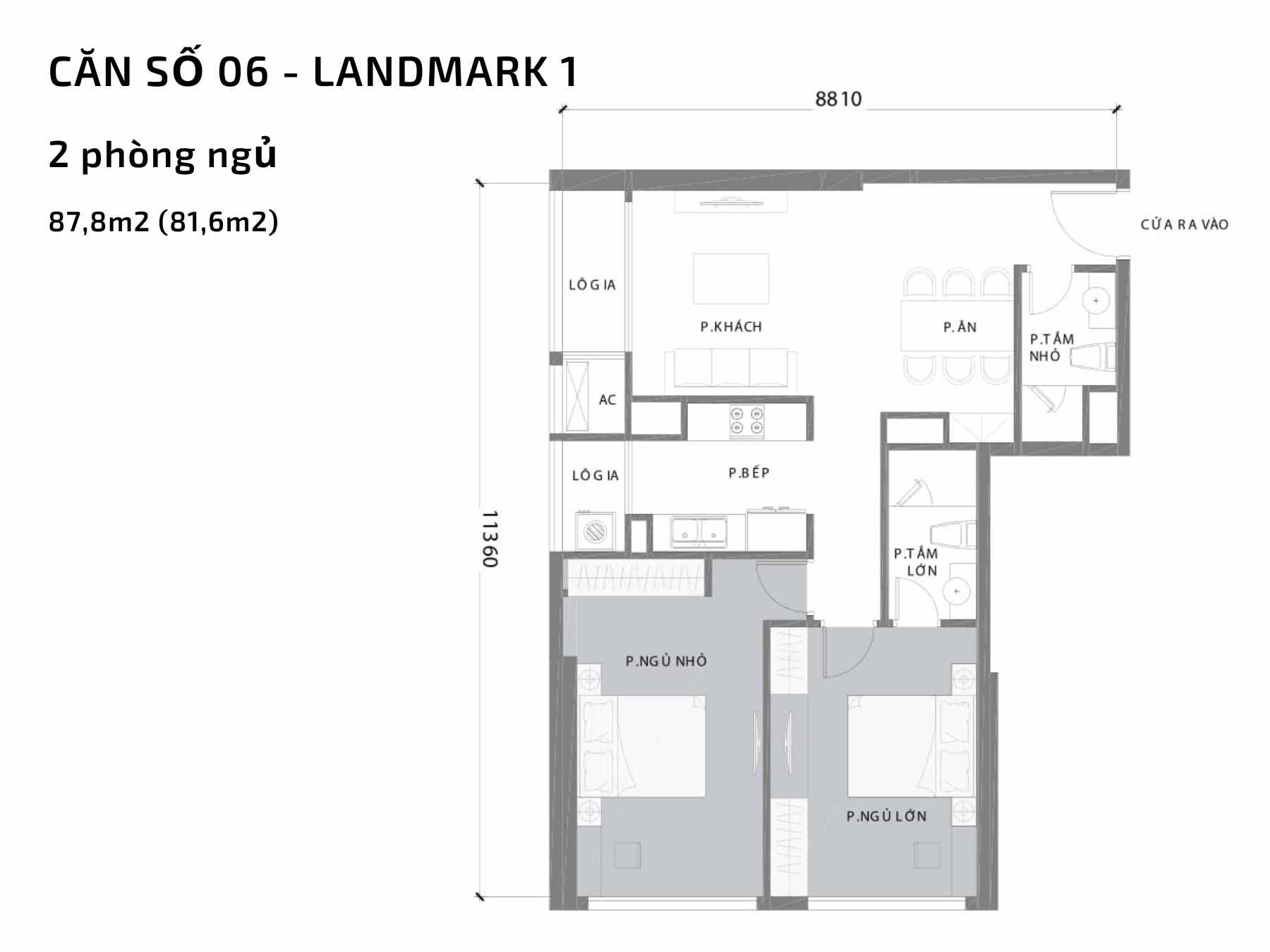 Mặt bằng căn hộ số 6 Landmark 1 Vinhomes Central Park
