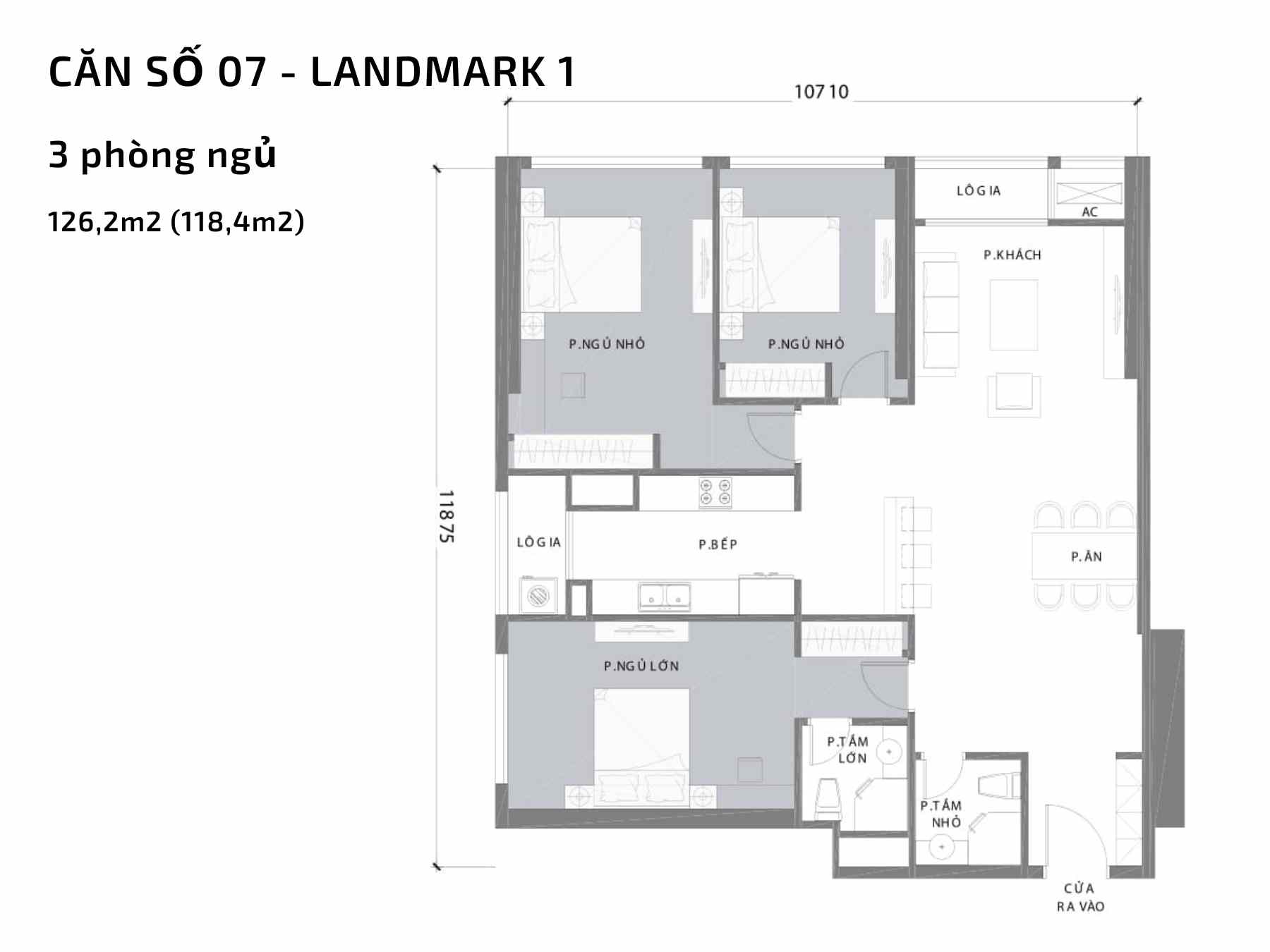 Mặt bằng căn hộ số 7 Landmark 1 Vinhomes Central Park