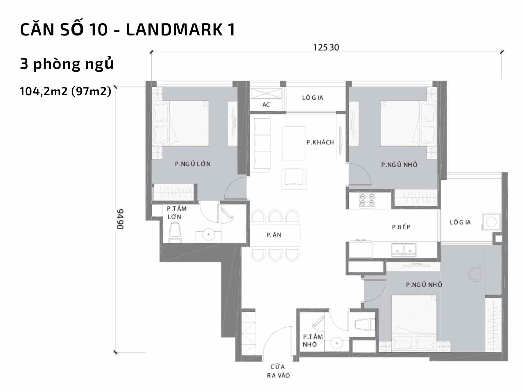 Mặt bằng căn hộ số 10 Landmark 1 Vinhomes Central Park