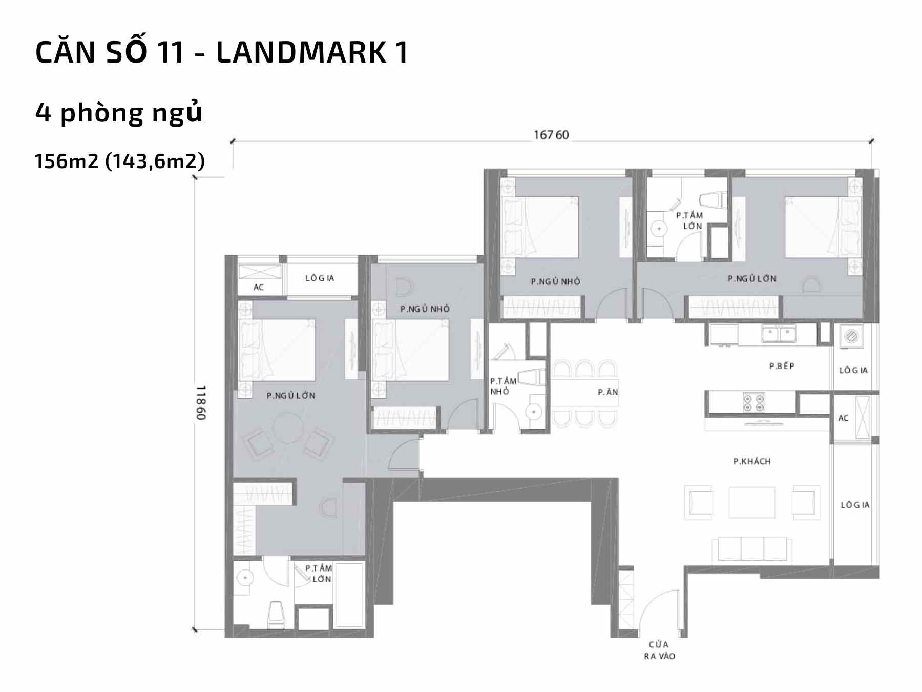 Mặt bằng căn hộ số 11 Landmark 1 Vinhomes Central Park