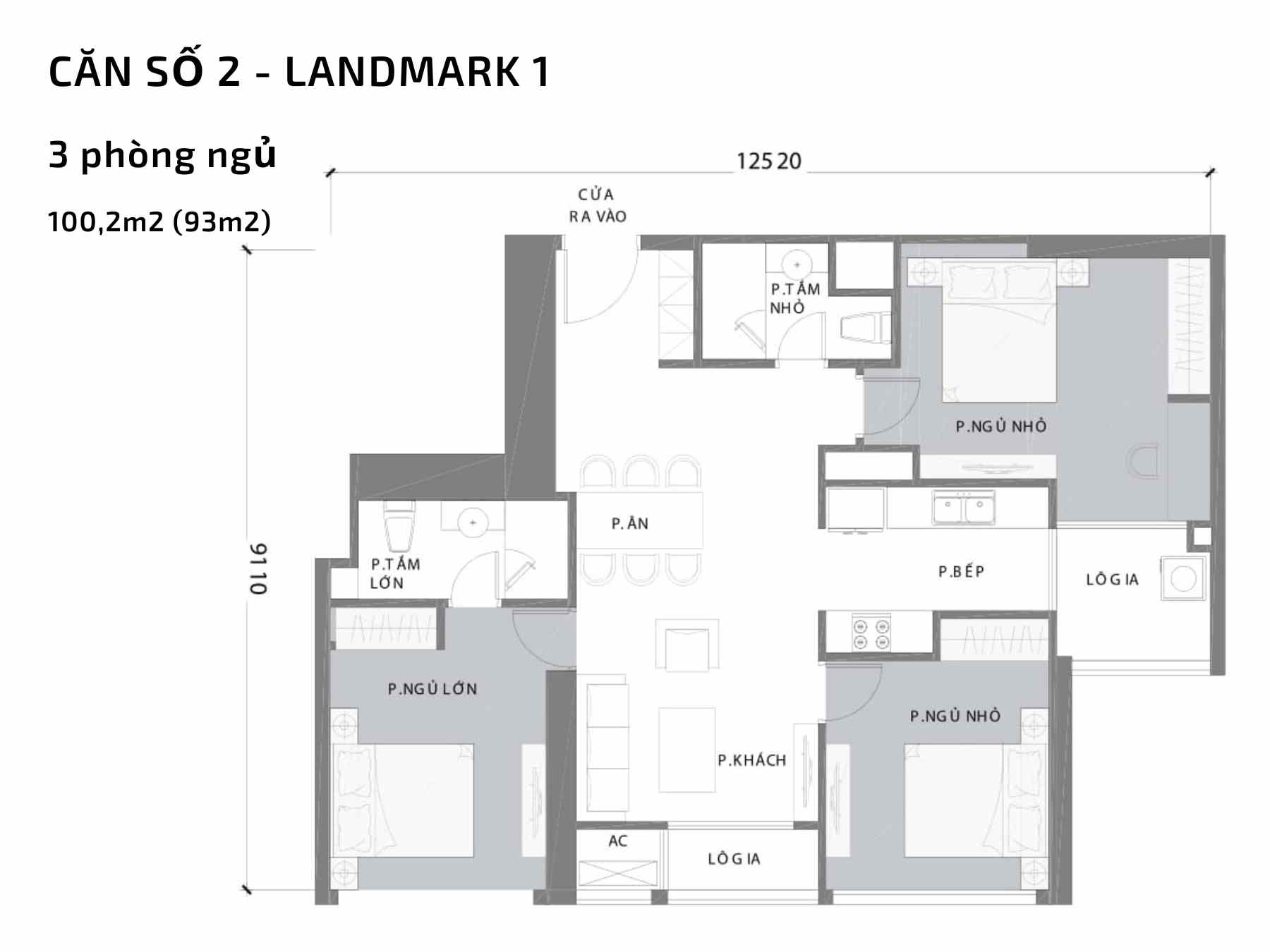 Mặt bằng căn hộ số 2 Landmark 1 Vinhomes Central Park