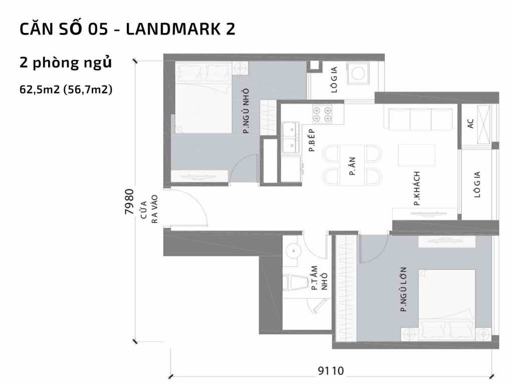 Mặt bằng căn hộ số 05 Landmark 2 Vinhomes Central Park