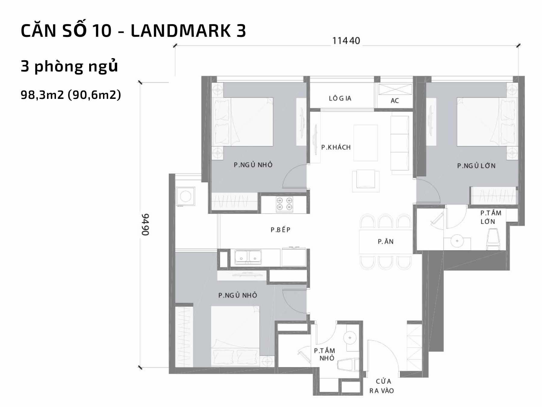 Mặt bằng căn hộ số 10 Landmark 3 Vinhomes Central Park