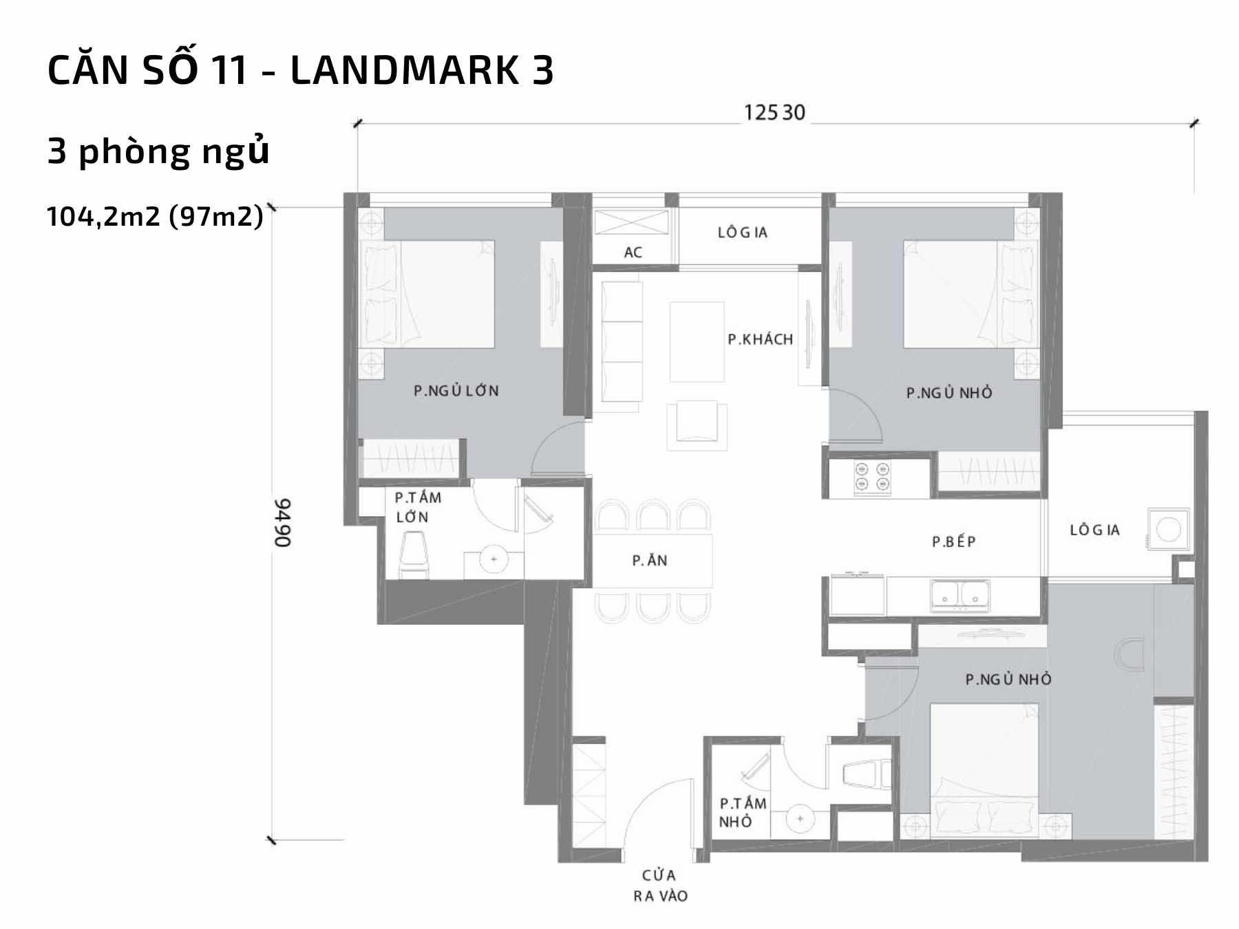 Mặt bằng căn hộ số 11 Landmark 3 Vinhomes Central Park