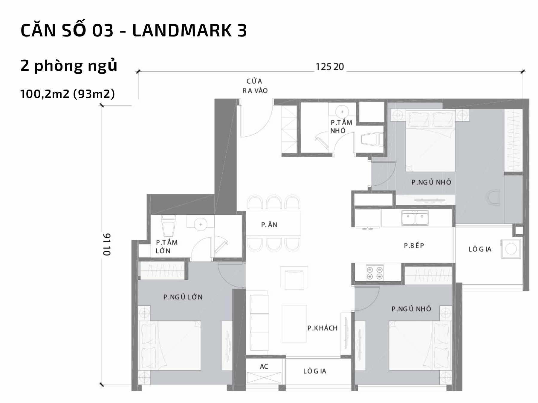 Mặt bằng căn hộ số 03 Landmark 3 Vinhomes Central Park