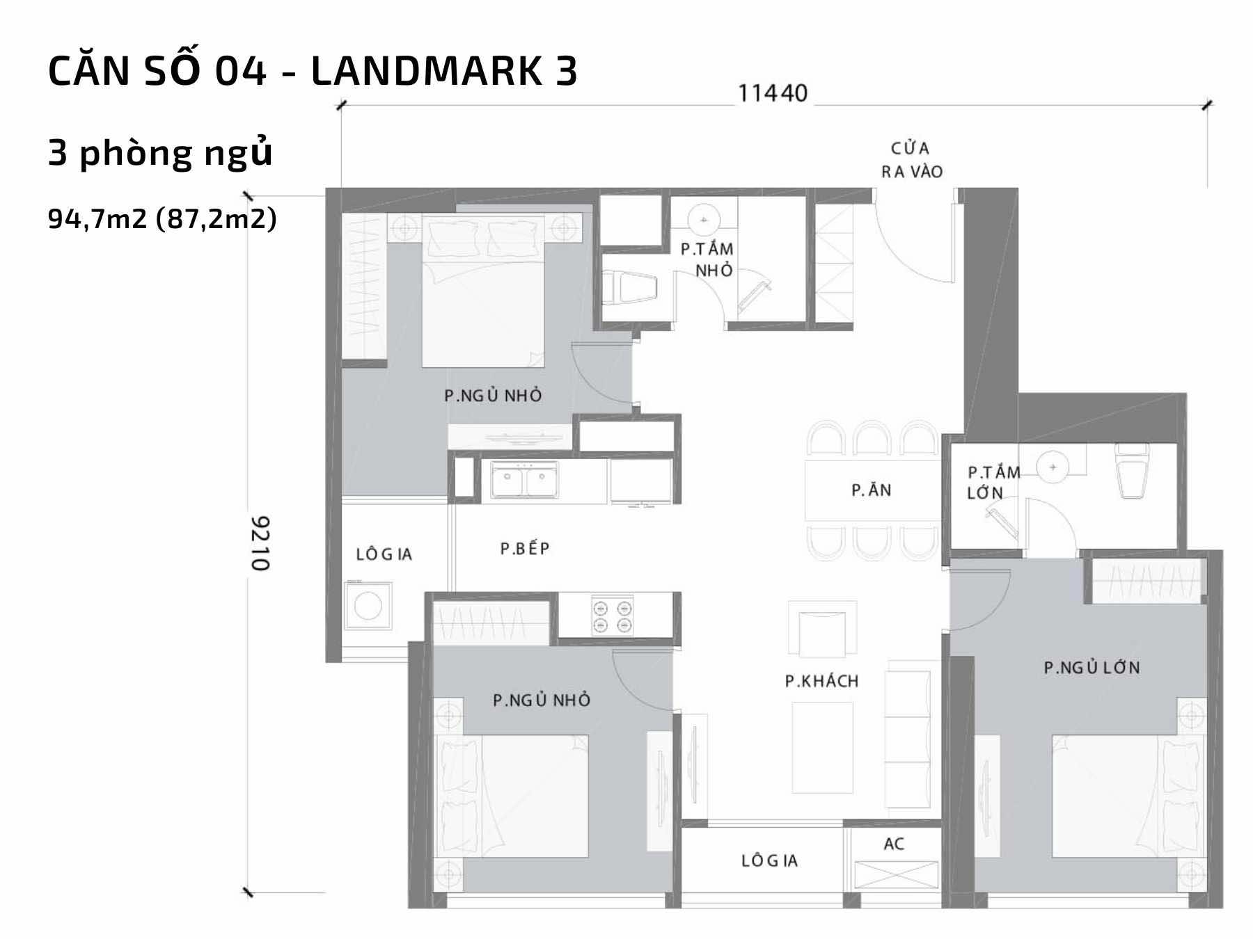 Mặt bằng căn hộ số 04 Landmark 3 Vinhomes Central Park