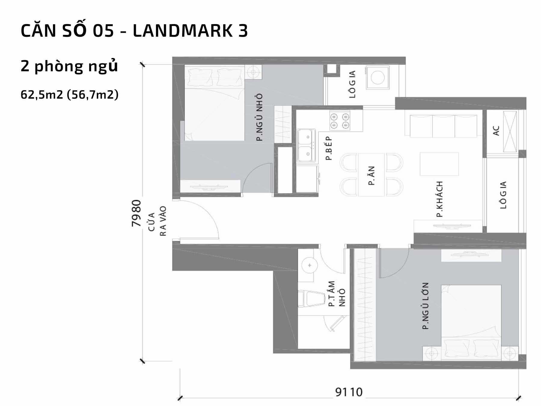 Mặt bằng căn hộ số 05 Landmark 3 Vinhomes Central Park