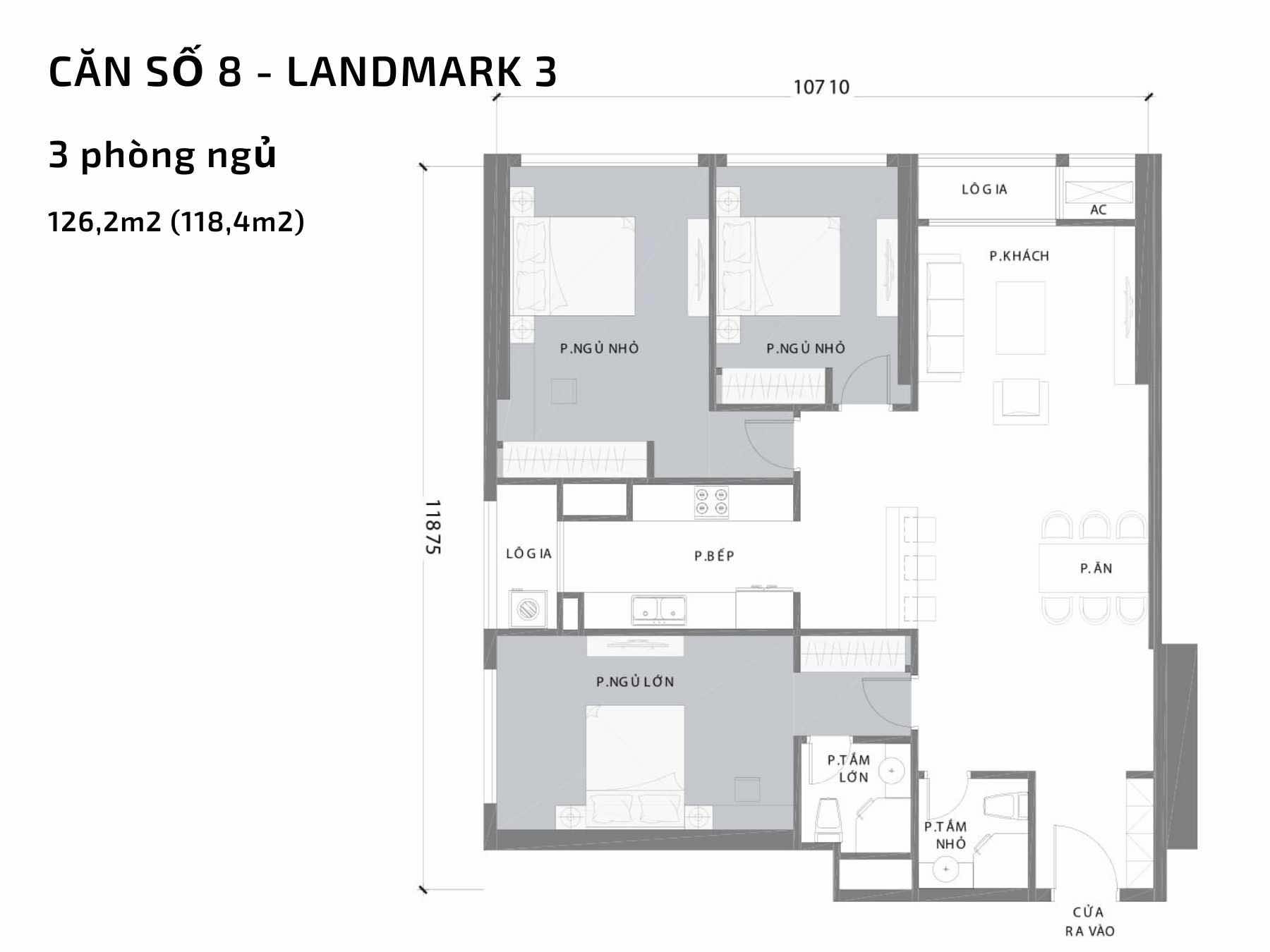 Mặt bằng căn hộ số 08 Landmark 3 Vinhomes Central Park