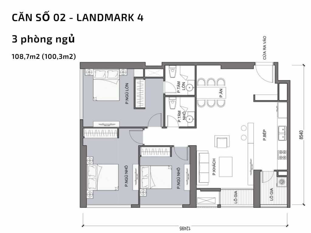 Mặt bằng căn hộ số 02 Landmark 4 Vinhomes Central Park
