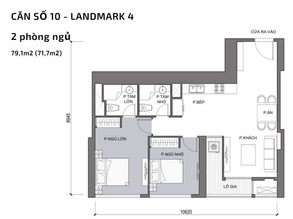 Mặt bằng căn hộ số 10 Landmark 4 Vinhomes Central Park