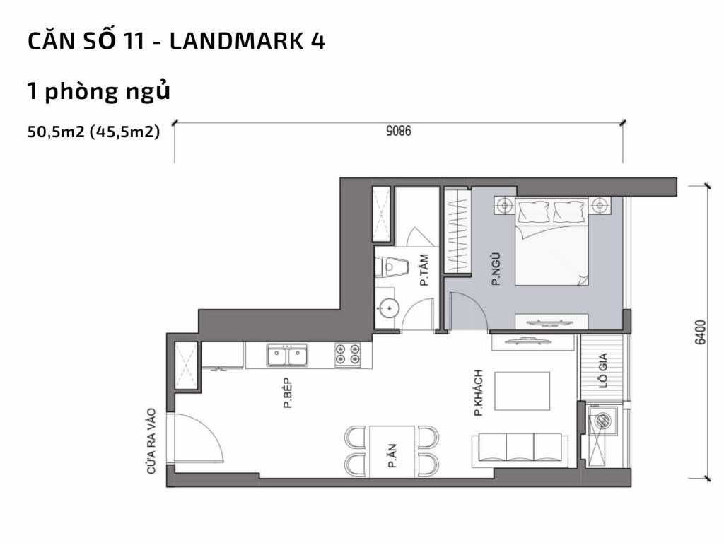 Mặt bằng căn hộ số 11 Landmark 4 Vinhomes Central Park
