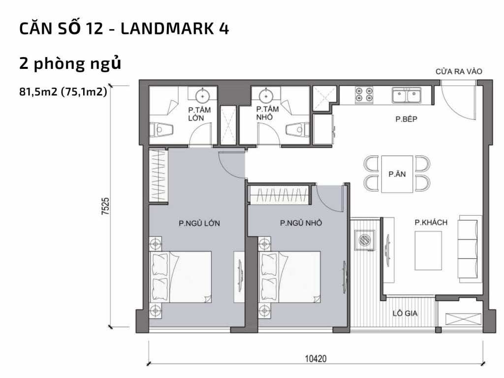 Mặt bằng căn hộ số 12 Landmark 4 Vinhomes Central Park