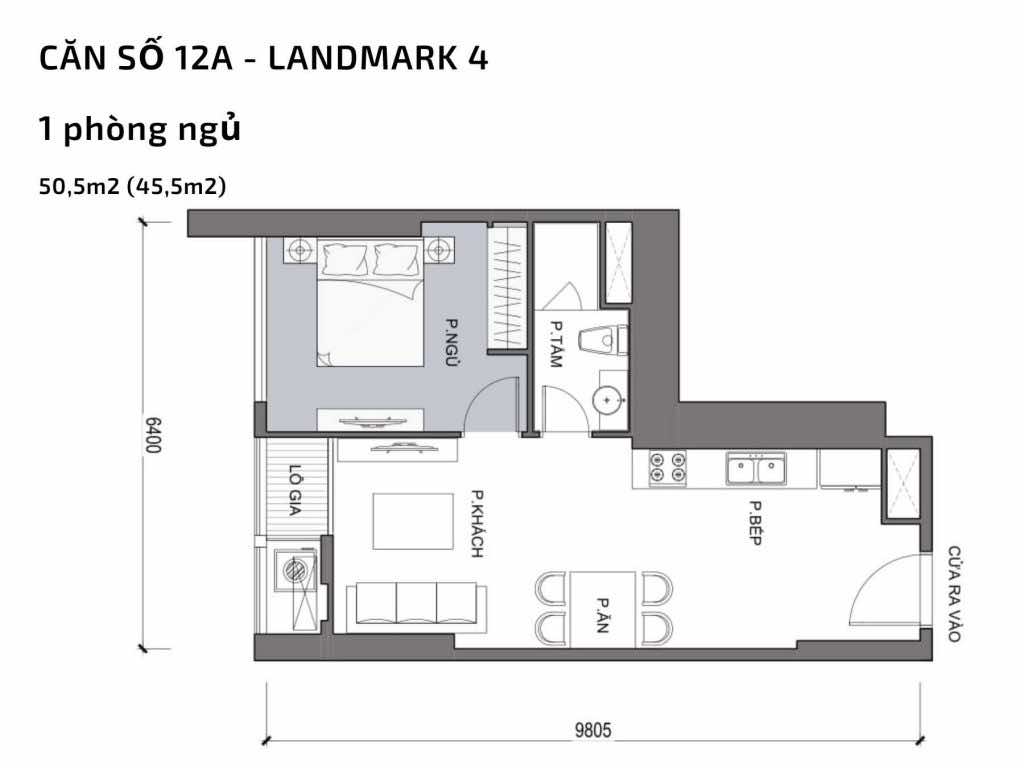 Mặt bằng căn hộ số 12A Landmark 4 Vinhomes Central Park