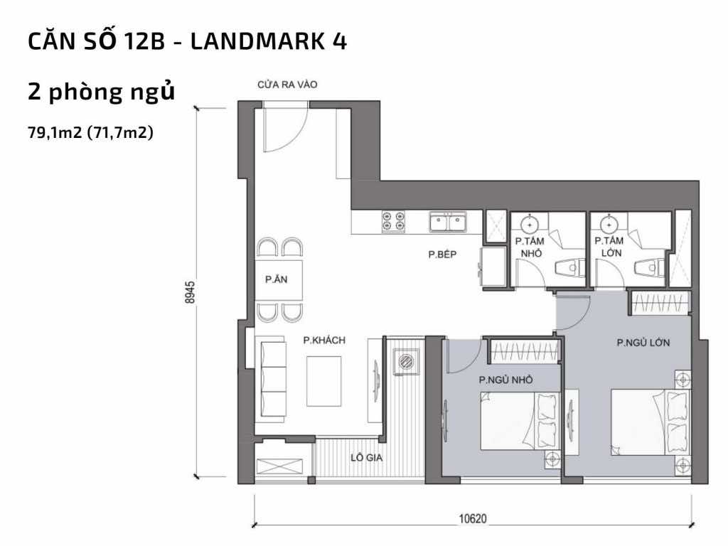 Mặt bằng căn hộ số 12B Landmark 4 Vinhomes Central Park