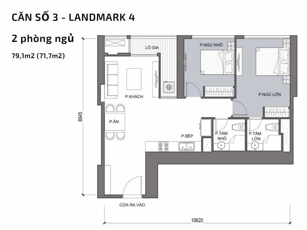 Mặt bằng căn hộ số 03 Landmark 4 Vinhomes Central Park