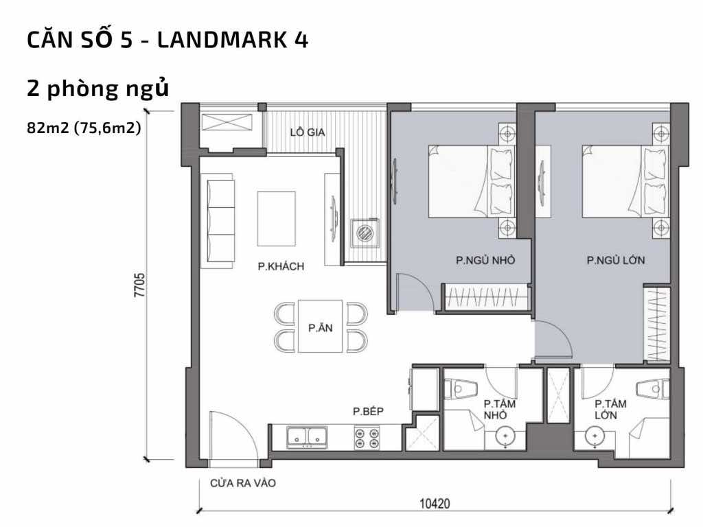 Mặt bằng căn hộ số 05 Landmark 4 Vinhomes Central Park