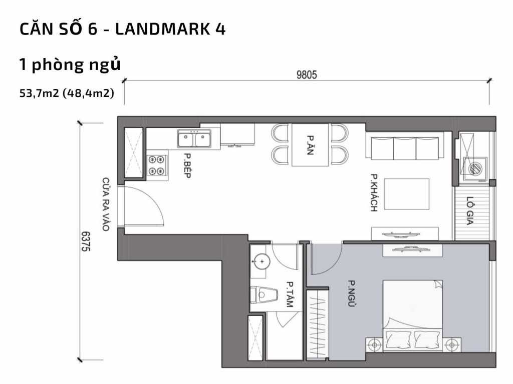 Mặt bằng căn hộ số 06 Landmark 4 Vinhomes Central Park