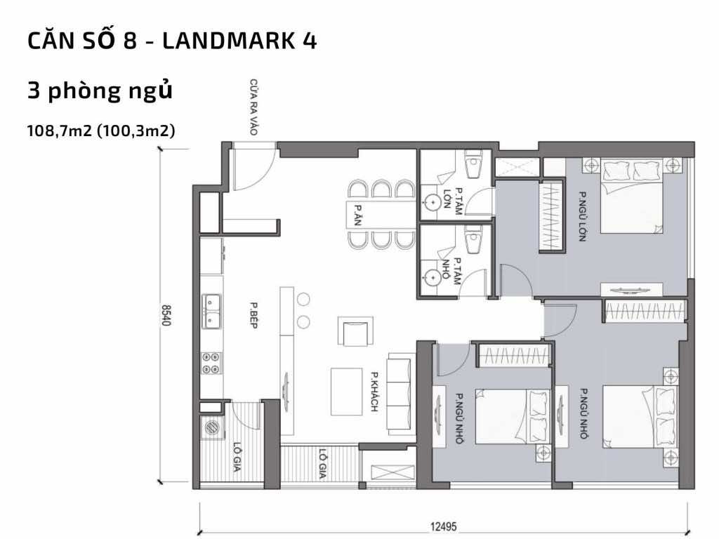 Mặt bằng căn hộ số 08 Landmark 4 Vinhomes Central Park