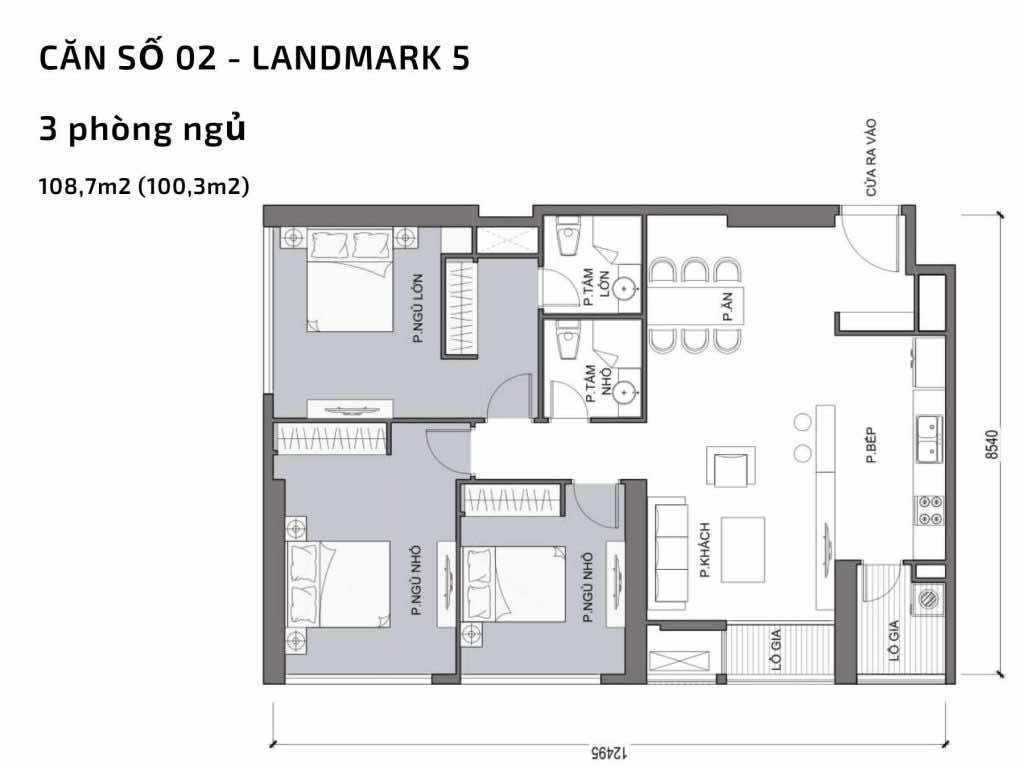 Mặt bằng căn hộ số 02 Landmark 5​ Vinhomes Central Park