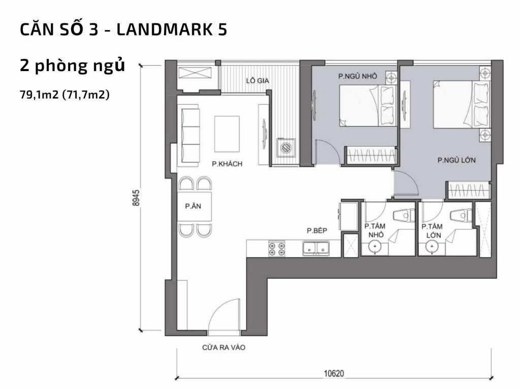 Mặt bằng căn hộ số 03 Landmark 5​ Vinhomes Central Park
