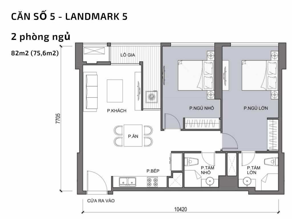Mặt bằng căn hộ số 05 Landmark 5​ Vinhomes Central Park