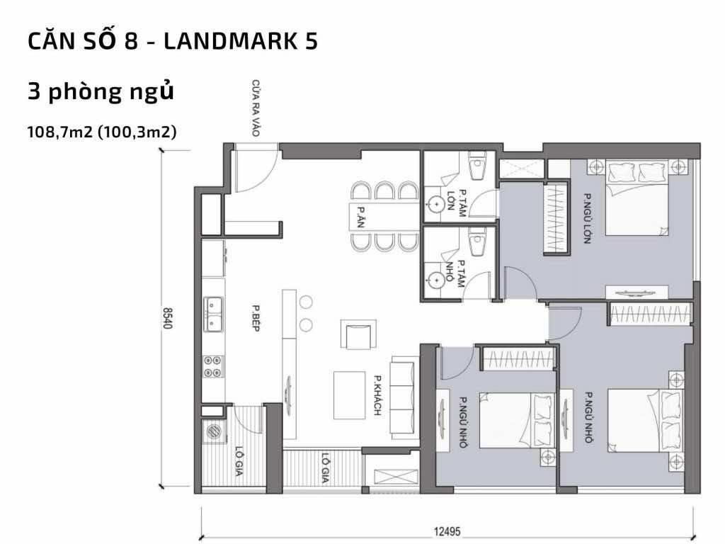Mặt bằng căn hộ số 08 Landmark 5​ Vinhomes Central Park