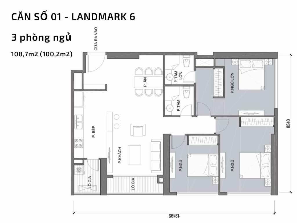Mặt bằng căn hộ số 01  Landmark 6​ Vinhomes Central Park