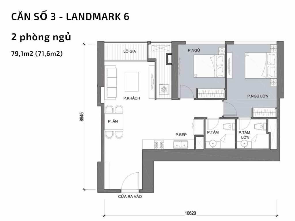 Mặt bằng căn hộ số 03  Landmark 6​ Vinhomes Central Park