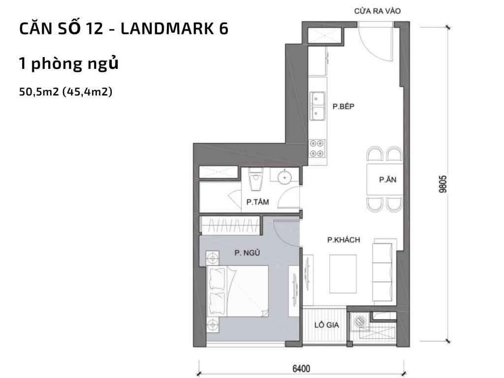 Mặt bằng căn hộ số 12 Landmark 6​ Vinhomes Central Park