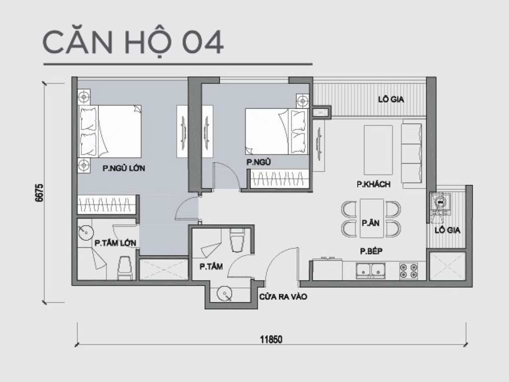 Mặt bằng căn hộ số 04 Park 1 Vinhomes Central Park