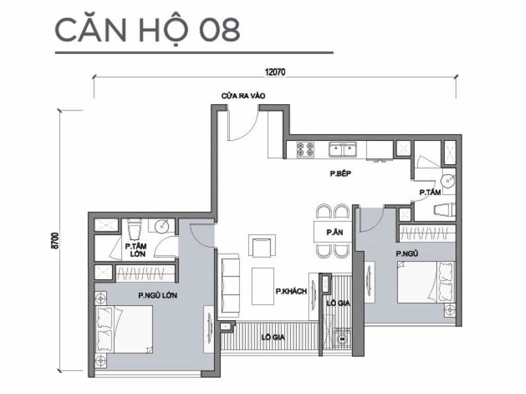 Mặt bằng căn hộ số 08 Park 1 Vinhomes Central Park