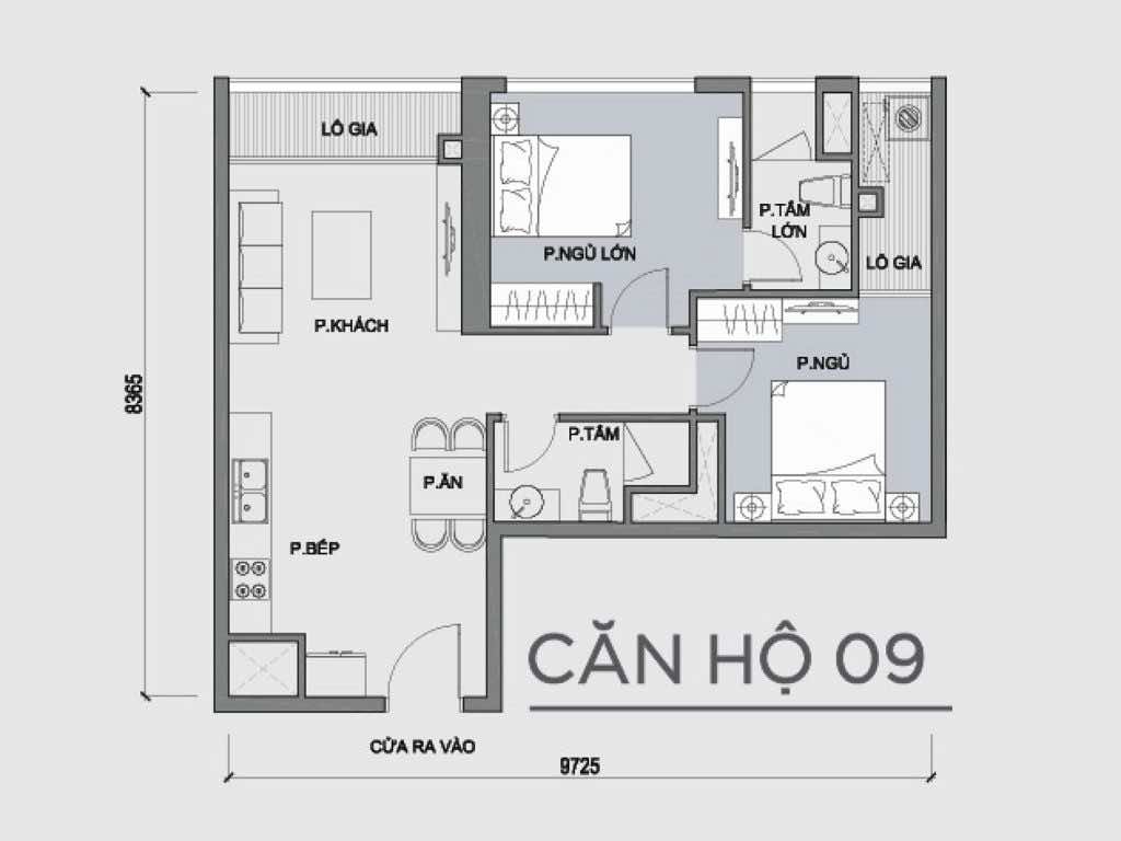 Mặt bằng căn hộ số 09 Park 1 Vinhomes Central Park