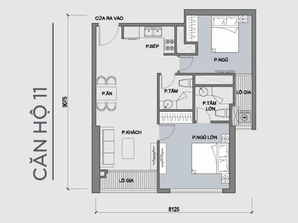 Mặt bằng căn hộ số 11 Park 1 Vinhomes Central Park