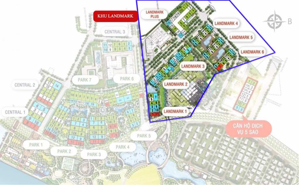 mặt bằng khu Landmark vinhomes central park