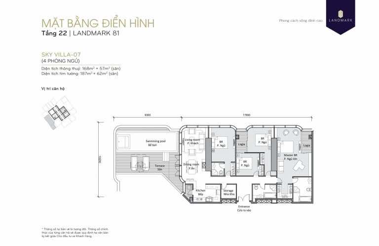 mặt bằng skyvilla - penthouse Landmark 81 Tầng 22